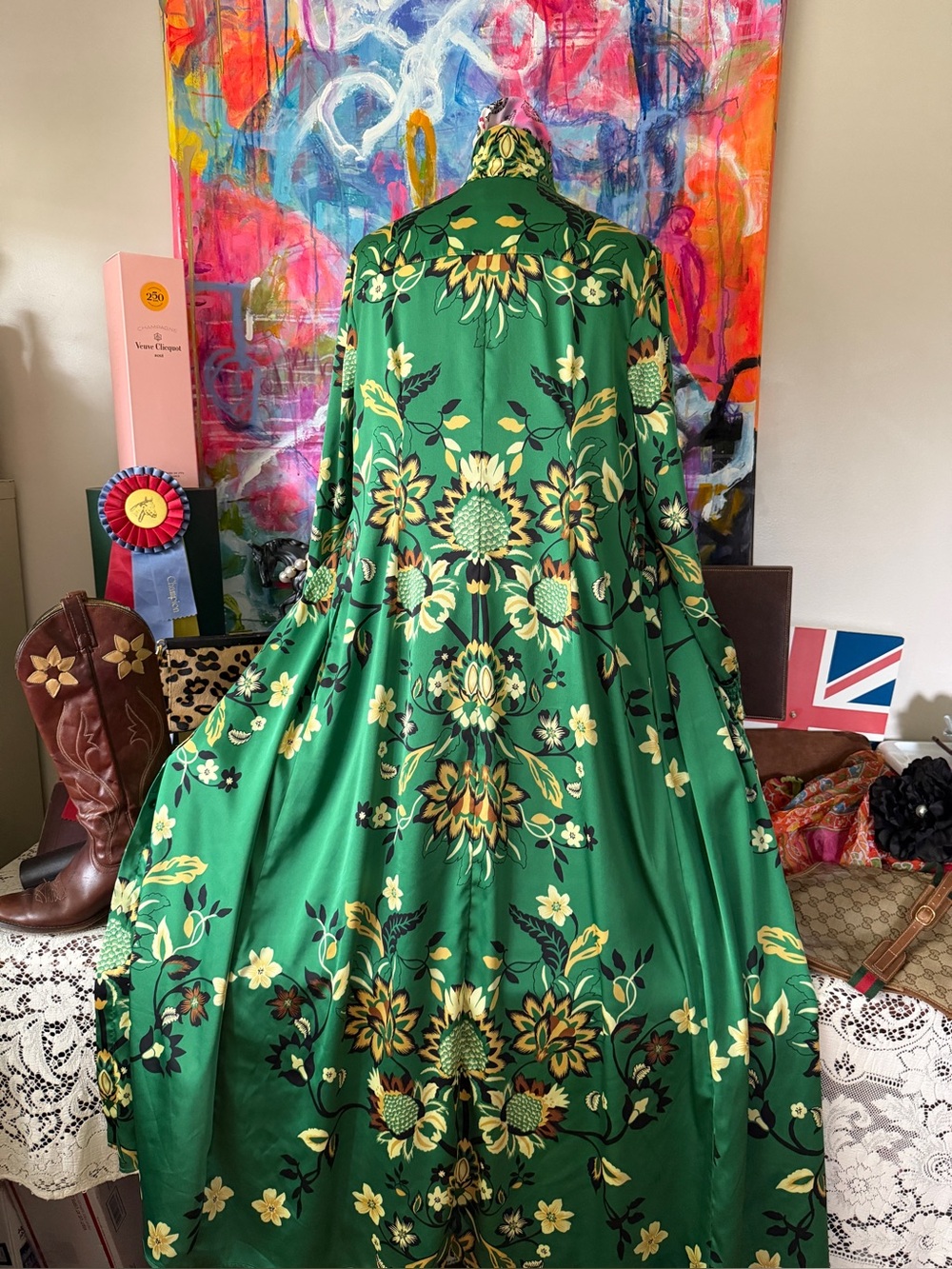 Dreamy CHICOS Duster Tunic Dress Floral Kimono style Size 1 Small - Medium 💚💚💚🥰